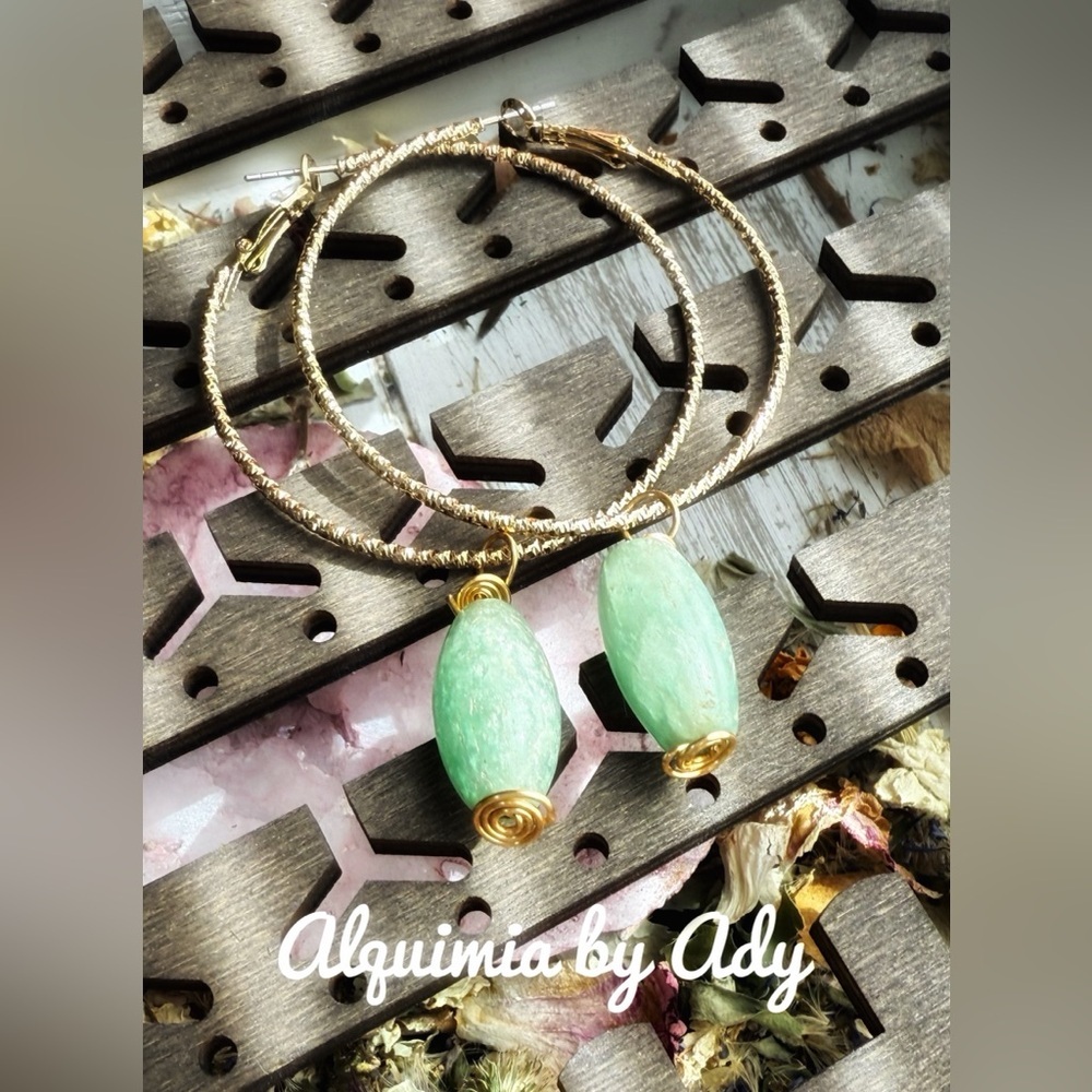 SHOULDER DUSTER untreated emerald cabochon gold statement earrings